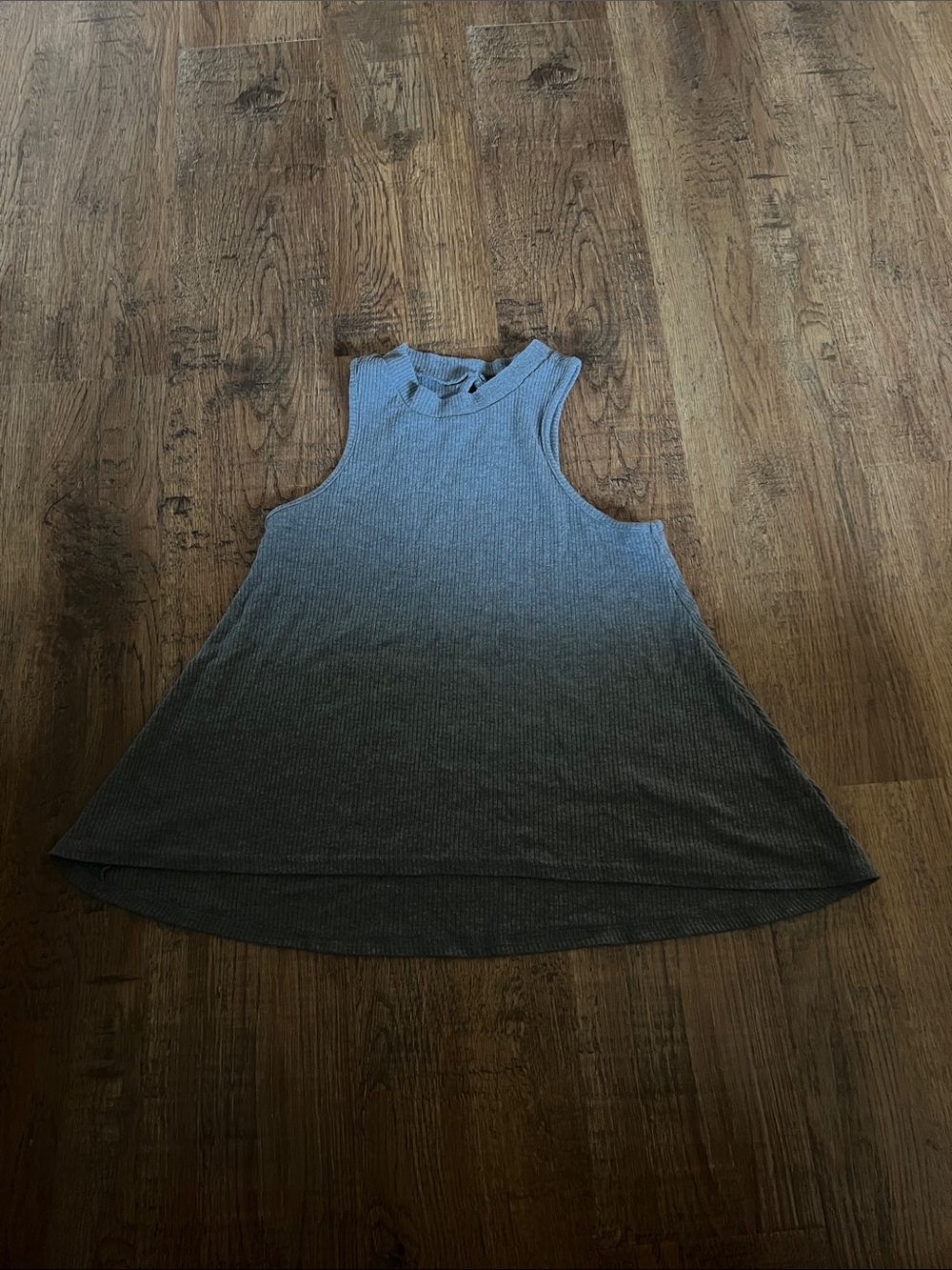 Almost Famous Ribbed Swing Tank Top - Charcoal Gray